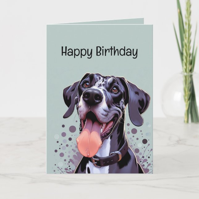 Grattis på födelsedagen Funny Great dane Hund Kort (Framsida)