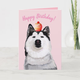 Grattis på födelsedagen Funny Post Card, Husky, Ca Kort