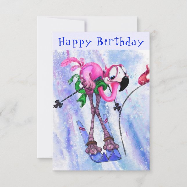 Grattis på födelsedagen - Funny Rosa Flamingo - Ly (Framsida)