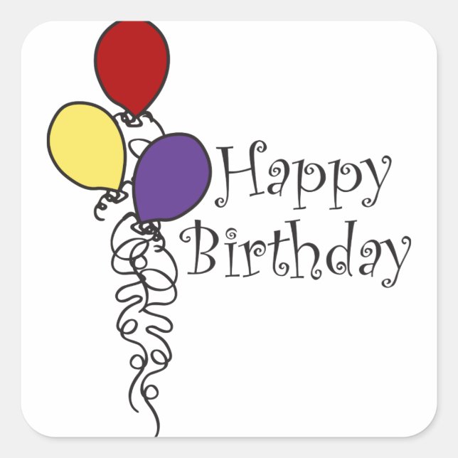 Grattis på födelsedagen fyrkantigt klistermärke (Framsida)