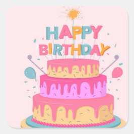 Grattis på födelsedagen fyrkantigt klistermärke