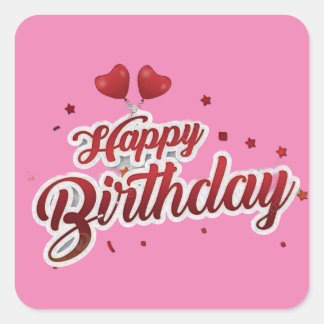 grattis på födelsedagen fyrkantigt klistermärke