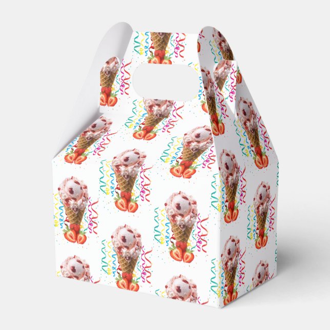 Grattis på födelsedagen Gable Favor Box jordgubbsb Presentaskar (Baksidan Sidan)