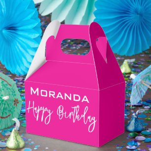 Grattis på födelsedagen Gable Favor Box Rosa Presentaskar