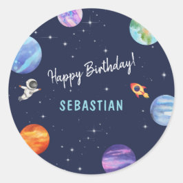 Grattis på födelsedagen Galaxy Rocket Frakt Vatten Runt Klistermärke