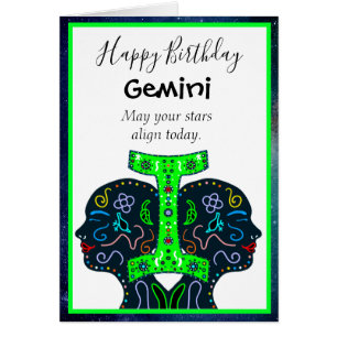 grattis på födelsedagen Gemini-vän eller familjeme Hälsningskort
