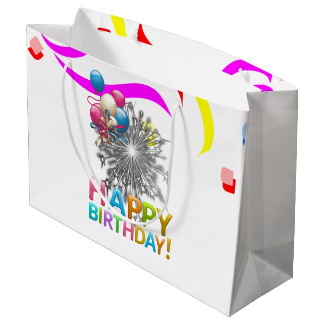 Grattis på födelsedagen Gift Bag Confetti (Baksidan Vinklad)