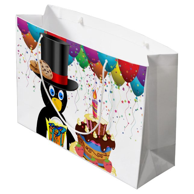 Grattis på födelsedagen Gift Bag Penguin (Baksidan Vinklad)