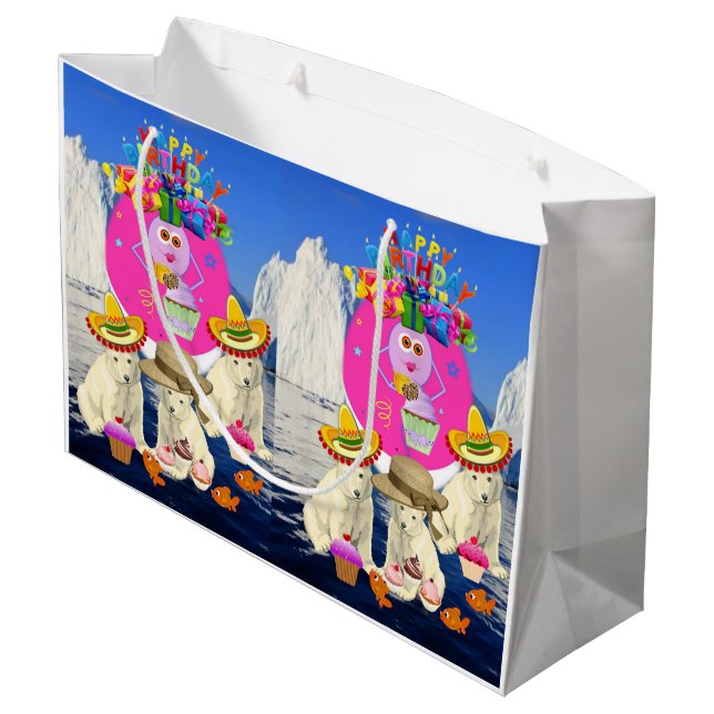 Grattis på födelsedagen Gift Bag Polar Bear (Baksidan Vinklad)