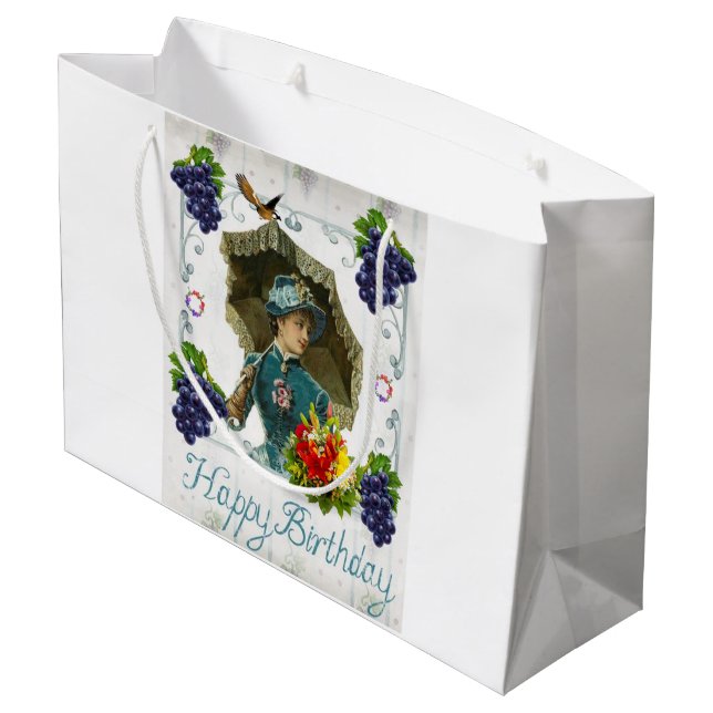 Grattis på födelsedagen Gift Bag Victorian (Baksidan Vinklad)