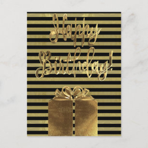 Grattis på födelsedagen Gift Black Guld Typography Vykort