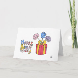 Grattis på födelsedagen Gift box med blomsterkort Tack Kort
