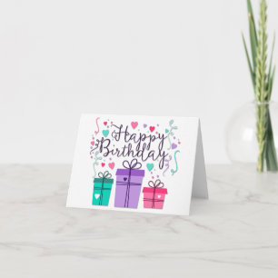 Grattis på födelsedagen Gift Boxes on White Kort