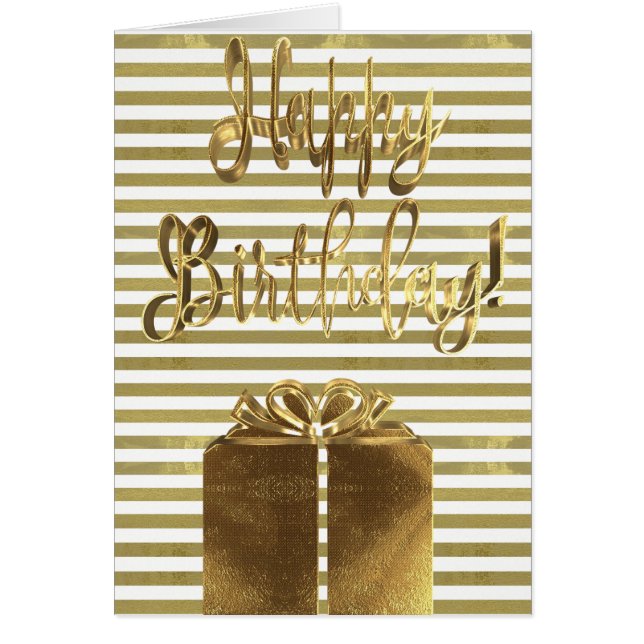 Grattis på födelsedagen Gift White Guld Typography Hälsningskort (Framsidan)
