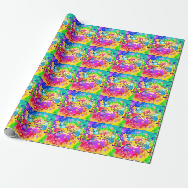 Grattis på födelsedagen Gift Wrap Rainbow HAMbyWG Presentpapper (Utrullad)