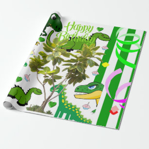 Grattis på födelsedagen Gift Wrapping Papper Dinos Presentpapper