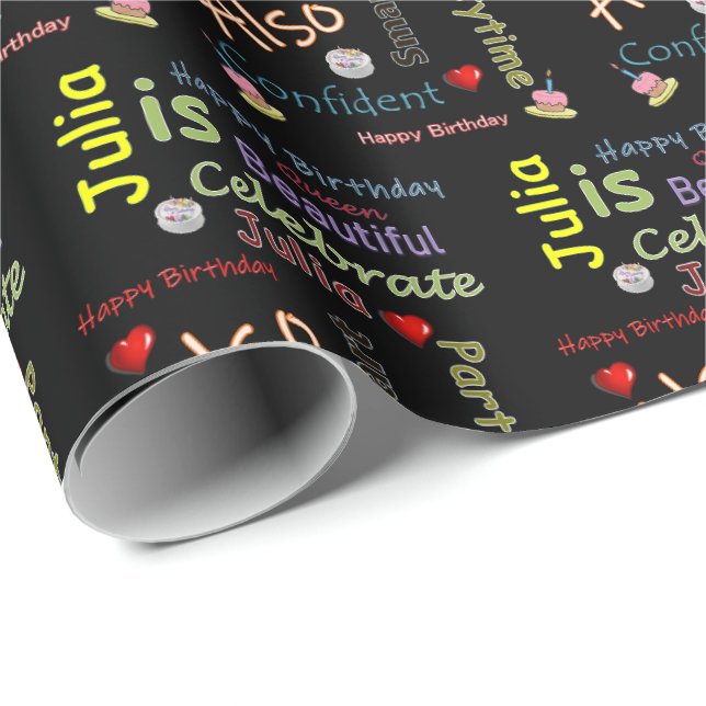 Grattis på födelsedagen Gift Wrapping Papper Julia Presentpapper (Rullad Hörn)