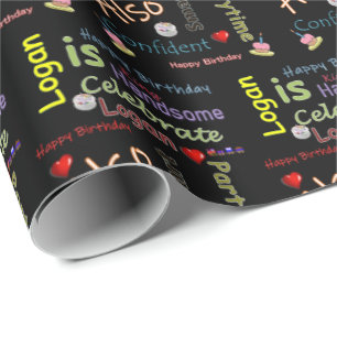 Grattis på födelsedagen Gift Wrapping Papper Logan Presentpapper
