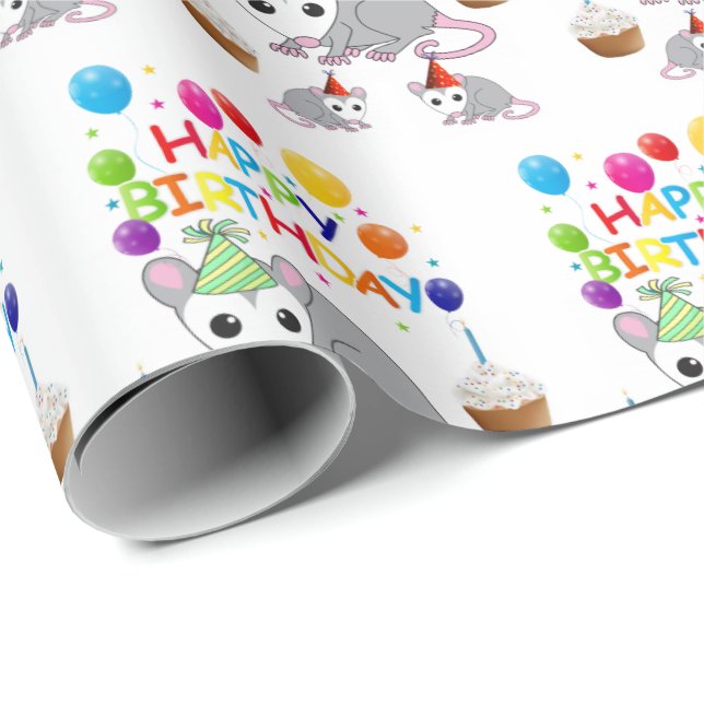 Grattis på födelsedagen Gift Wrapping Papper Possu Presentpapper (Rullad Hörn)