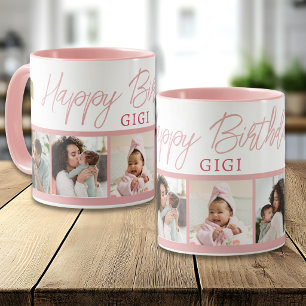 Grattis på födelsedagen Gigi 5 Foto Collage Rosa Mugg