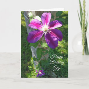 Grattis på födelsedagen Gigi Lila Flower Clematis Kort