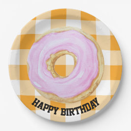 Grattis på födelsedagen gingham papper tallrikar