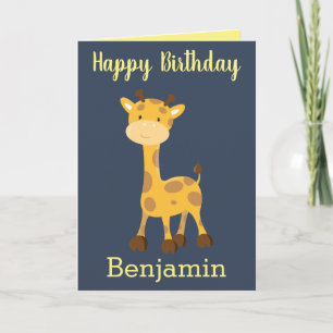 Grattis på födelsedagen giraff lilla pojken kort