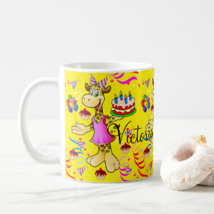 Grattis på födelsedagen Giraffe Gult Mugg