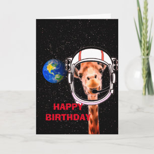 Grattis på födelsedagen Giraffe i rymden Humor Kort