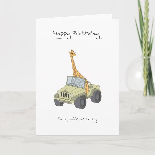 Grattis på födelsedagen - Giraffe Kort (Framsida)