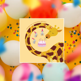 Grattis på födelsedagen - Giraffe och vänner Kort