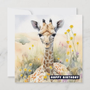 Grattis på födelsedagen Giraffe-platta kort