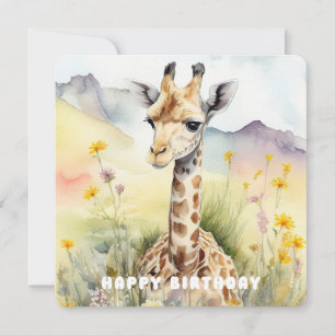 Grattis på födelsedagen Giraffe-platta kort