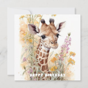 Grattis på födelsedagen Giraffe-platta kort