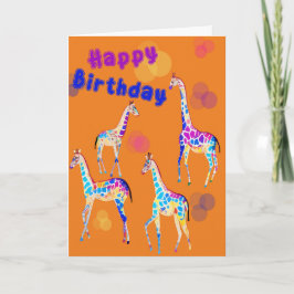 Grattis på födelsedagen Giraffes Kids Foldad bjudn Inbjudan