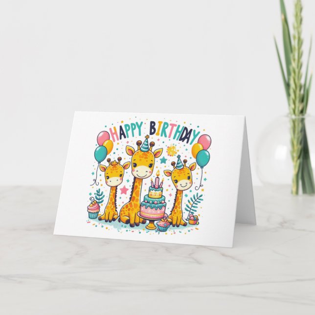 Grattis på födelsedagen Giraffes Kort (Framsida)