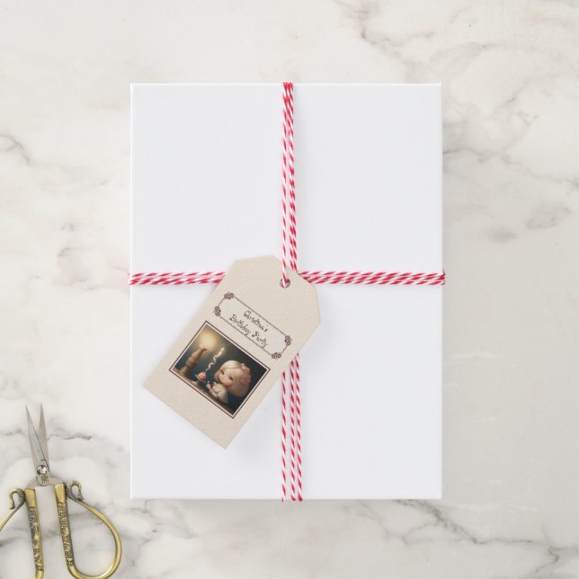 Grattis på födelsedagen Girl 01 Presentetikett (Med Snöre)