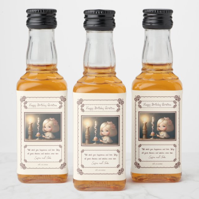 Grattis på födelsedagen Girl 01 Spritflaskor Etikett (Flaskor)