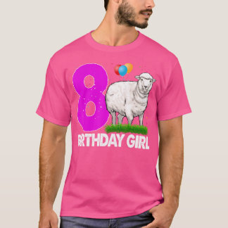 Grattis på födelsedagen Girl 8 White Sheep Hårig S T Shirt