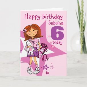 Grattis på födelsedagen Girl, ålderskort Kort