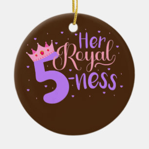 Grattis på födelsedagen Girl Femte Party, hennes R Julgransprydnad Keramik