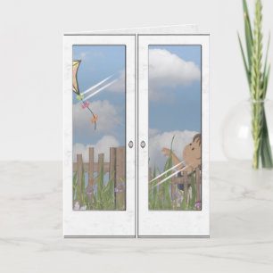 grattis på födelsedagen-girl-flygdrake kort