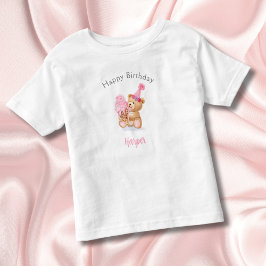 Grattis på födelsedagen Girl Nalle Ice Cream T Shirt