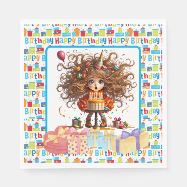 Grattis på födelsedagen Girl Pappersservett (Framsidan)