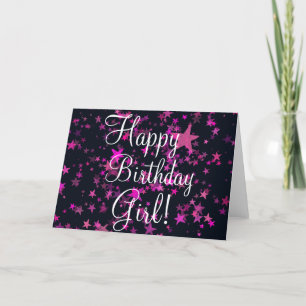 Grattis på födelsedagen Girl Quote Cute Rosa Stars Helgkort