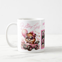GRATTIS PÅ FÖDELSEDAGEN GIRL ROSA BEAVER PERSONLIG KAFFEMUGG