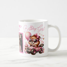 GRATTIS PÅ FÖDELSEDAGEN GIRL ROSA BEAVER PERSONLIG KAFFEMUGG