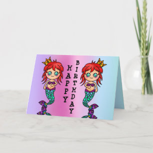 Grattis på födelsedagen Girl Sjöjungfru Cute Ocean Kort