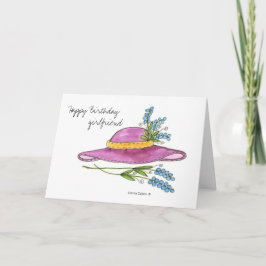 Grattis på födelsedagen Girlkompis * Rosa Hat Kort