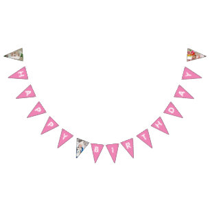 Grattis på födelsedagen Girly Rosa Dotter Photo Vimplar